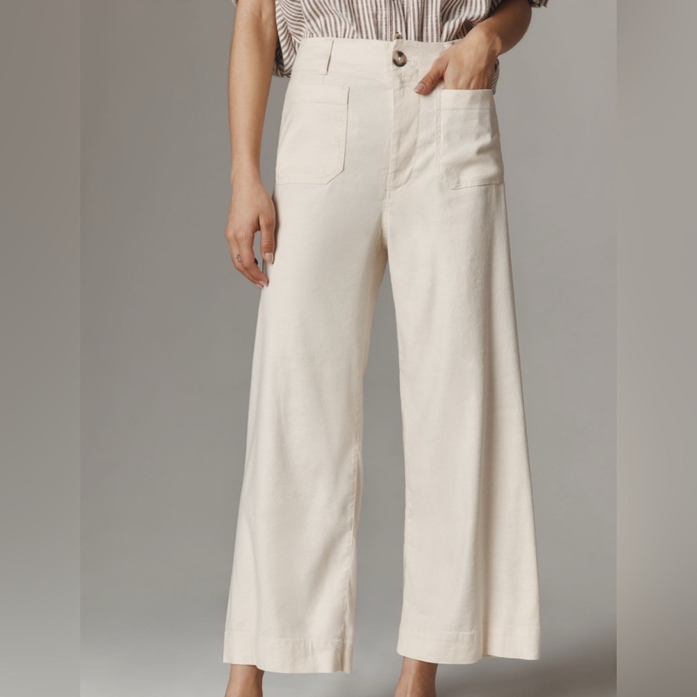 Anthropologie Colette by Maeve Linen-Blend Cropped Wide-Leg Pant- Size 32 - Picture 4 of 4